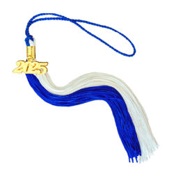 Royal and White BLOCK tassel with gold 2026 year date