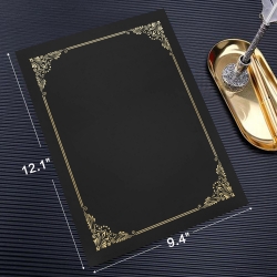 Certificate Holders with Elegant Gold-Trim - Black
