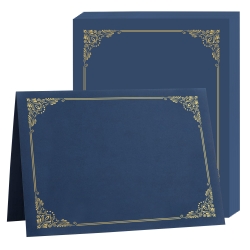 Certificate Holders with Elegant Gold-Trim - Navy