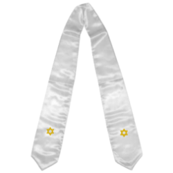 White stole, pictured with optional Star of David print