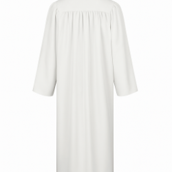 White confirmation gown with Dove - back view