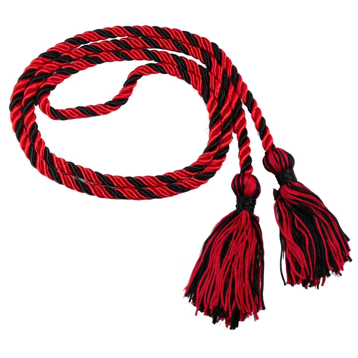 Red, Red, and Black variegated honor cord with mixed tassel