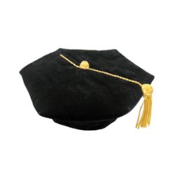 Deluxe Doctoral Tam w/ Gold Bullion Tassel doctoral tam, doctoral tam with bullion tassel, velvet doctoral tam, 4 sided doctoral tam, 6 sided doctoral tam, 8 sided doctoral tam, academic tam, graduation tam, doctoral graduation cap, faculty tam, doctoral regalia, academic regalia tam