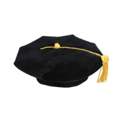 Deluxe Doctoral Tam w/ Gold Bullion Tassel - DTAM6B-LBG