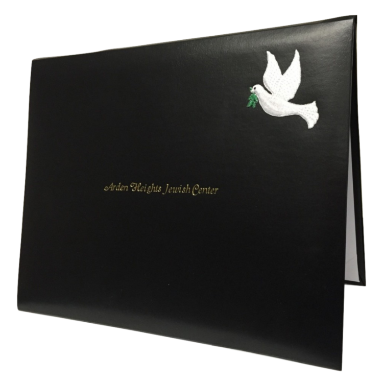 Diploma cover with embroidered Dove of Peace