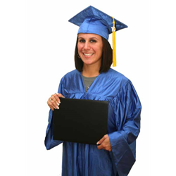 Shiny cap, gown, tassel, and diploma cover