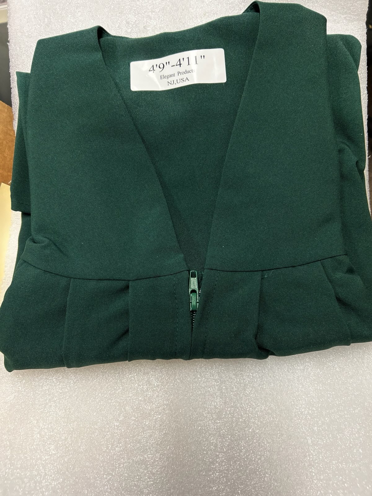 Hunter Green Matte Gowns only, size 49" - 411", whole lot of 19 gowns @ $8.50 each 
