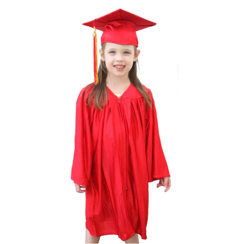 Child Shiny Maroon Graduation Cap  Gown  Preschool  Kindergarten  Graduation  Cap and Gown