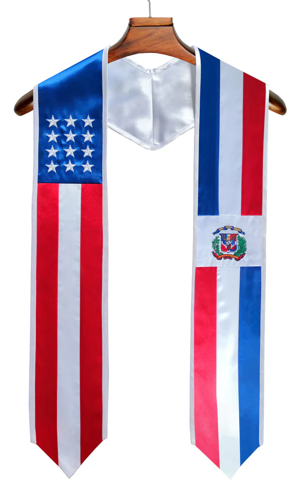 Mixed Custom Flag Graduation Stole Embroidery Sashes for Study Aboard Students Order at Least 20 Pieces - 