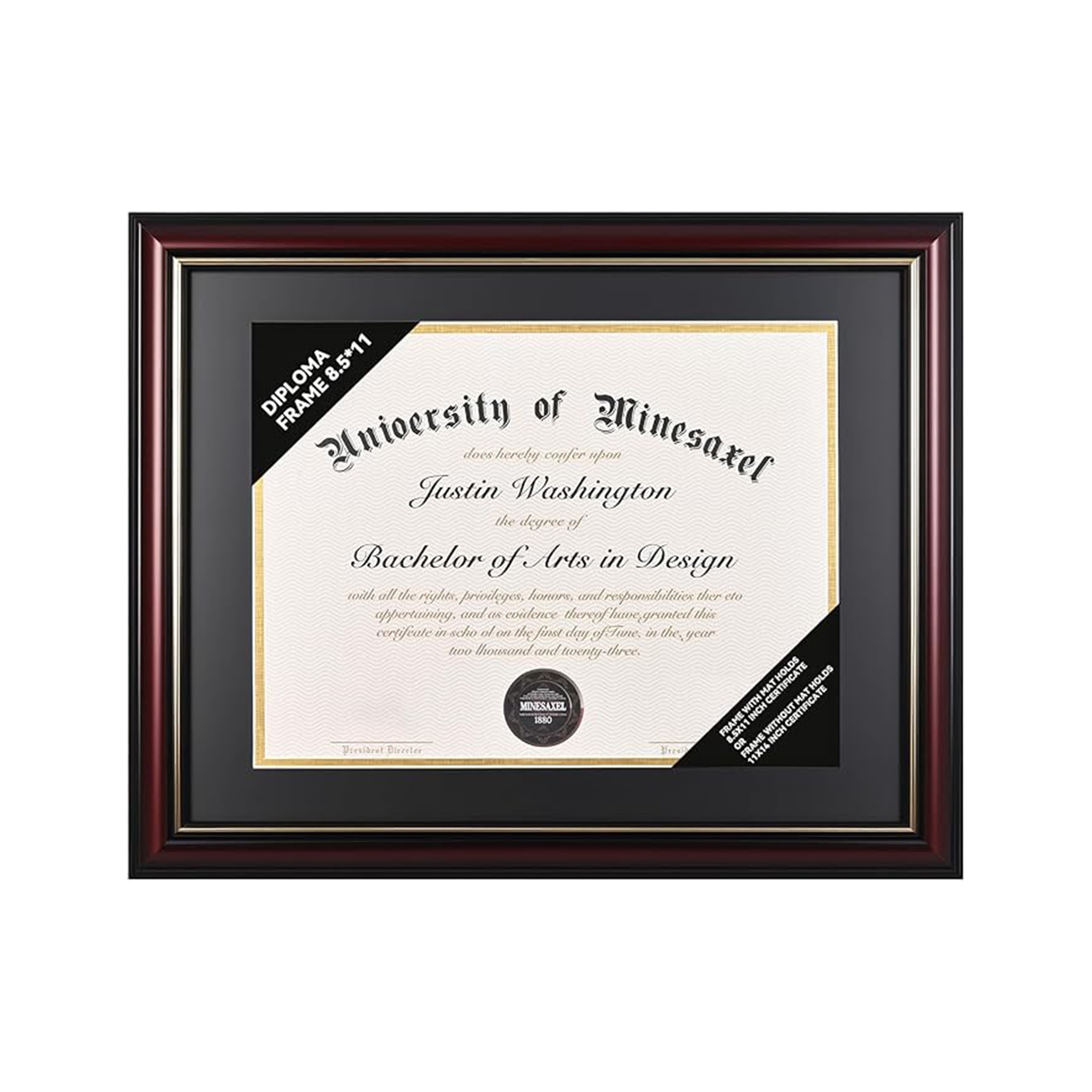 Premium Real Wood Diploma Frame with Gold Trim – Fits 8.5" x 11" Certificates diploma frame, graduation frame, certificate frame, 8.5x11 frame, real wood frame, gold trim frame, professional certificate display, award frame, graduation gift, office décor, UV-protective frame, cherry wood frame, black wood frame, wall mount frame, elegant diploma frame