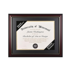 Premium Real Wood Diploma Frame with Gold Trim – Fits 8.5" x 11" Certificates - DF