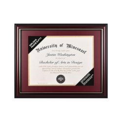 Premium Real Wood Diploma Frame with Gold Trim – Fits 8.5" x 11" Certificates - DF