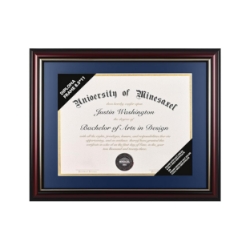 Premium Real Wood Diploma Frame with Gold Trim – Fits 8.5" x 11" Certificates - DF