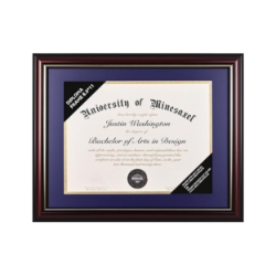 Premium Real Wood Diploma Frame with Gold Trim – Fits 8.5" x 11" Certificates - DF