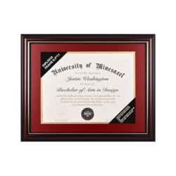Premium Real Wood Diploma Frame with Gold Trim – Fits 8.5" x 11" Certificates - DF