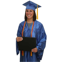 Shiny cap, gown, tassel, diploma cover, and double honor cord set
