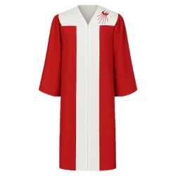Red and White Holy Dove Confirmation Robe - front view
