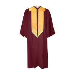 Signature Choir Robe with Satin Yoke & Attached Stole church choir robe, satin yoke choir robe, choir robe with attached stole, cuff sleeve choir robe, professional choir robe, signature choir robe, choir robe with flute detail, high-quality choir robe, worship choir apparel, elegant church robe