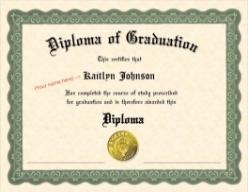 Standard Diploma Customized w/ Your Name - SDC