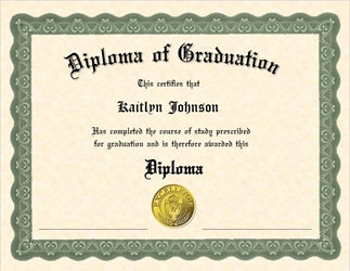 Standard Diploma Customized w/ Your Name