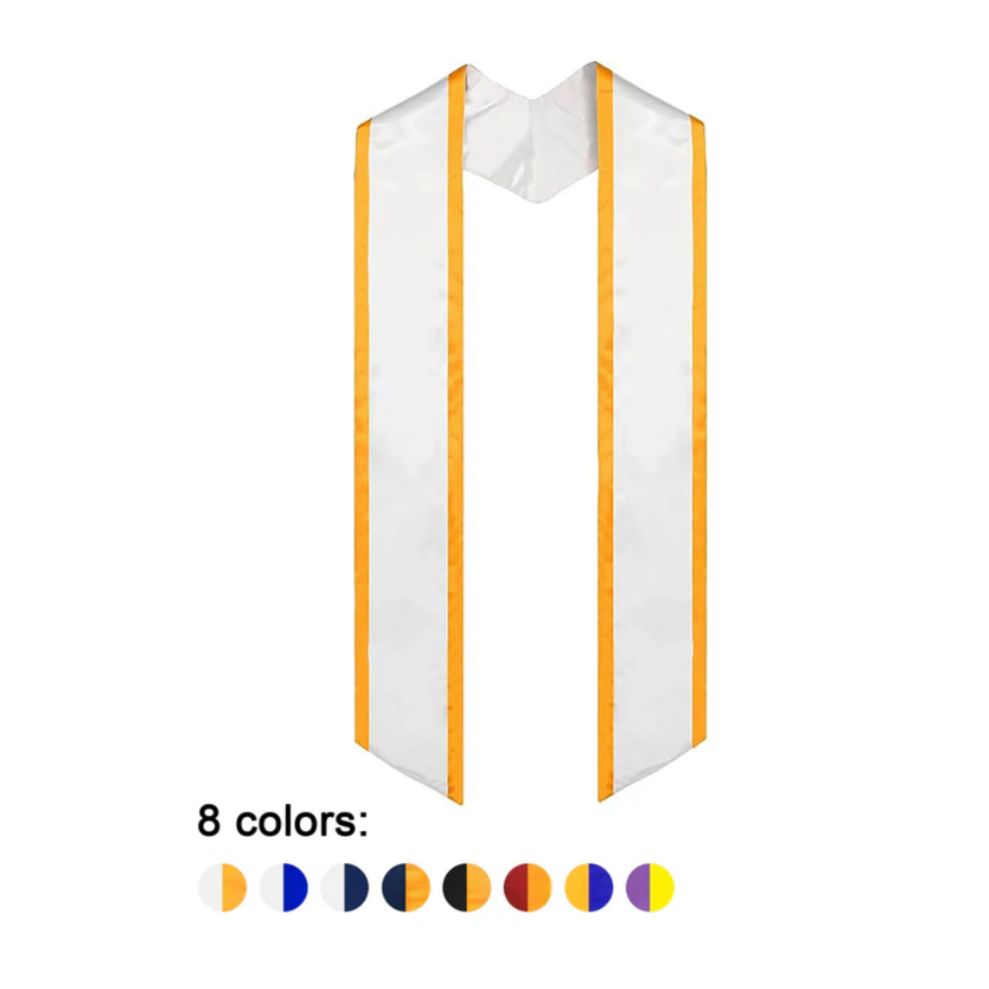 Unisex Adult Graduation Honor Stole Angled End with Trim 72” in Various Colors stole ,graduation stole, 72in stole