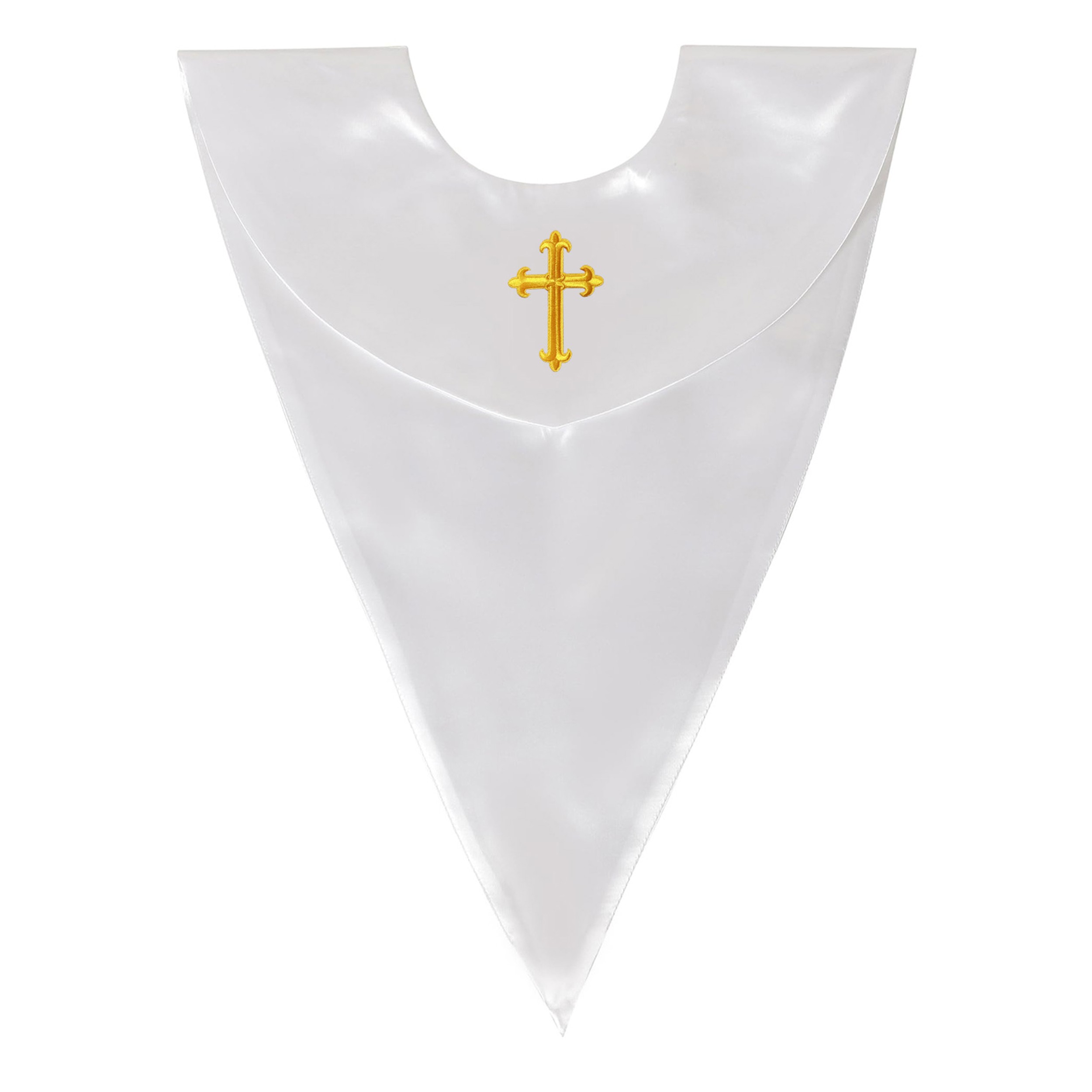White Choir V-Stole w/ Gold Cross