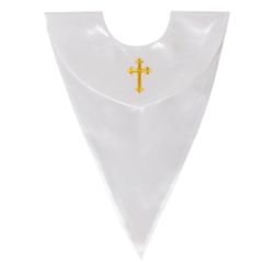 White Choir V-Stole w/ Gold Cross