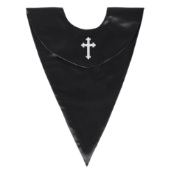 Black Choir V-Stole w/ White Cross