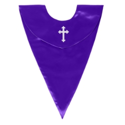 Purple Choir V-Stole w/ White Cross