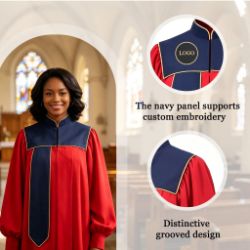 Choir Robe with Contrasting Yoke & Asymmetrical Stole
