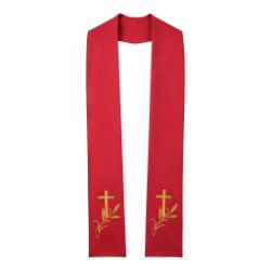 Clergy Stole with Embroidered Crosses and Wheat Design